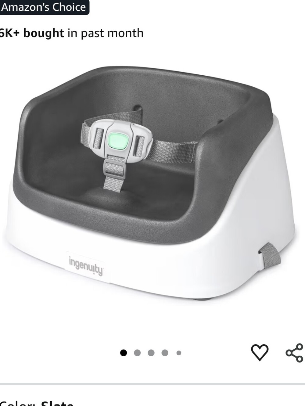 Ingenuity Slate Foam Booster Seat with 3-Point Harness